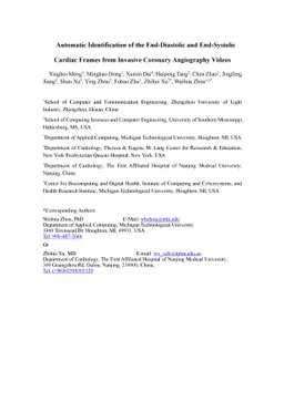Automatic Identification of the End-Diastolic and End-Systolic Cardiac
  Frames from Invasive Coronary Angiography Videos