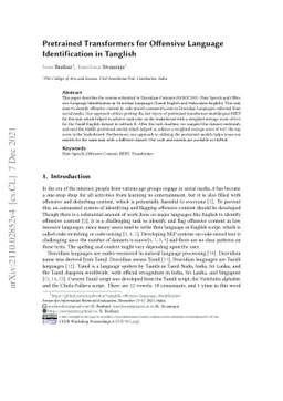 Pretrained Transformers for Offensive Language Identification in
  Tanglish