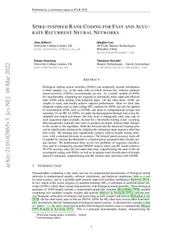 Spike-inspired Rank Coding for Fast and Accurate Recurrent Neural
  Networks