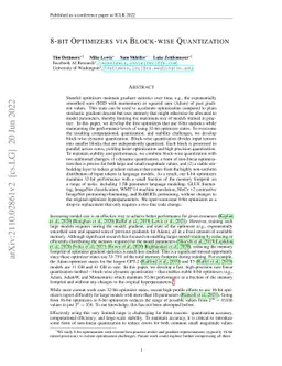 8-bit Optimizers via Block-wise Quantization