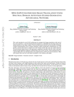 SDA-GAN: Unsupervised Image Translation Using Spectral Domain
  Attention-Guided Generative Adversarial Network