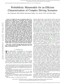 Probabilistic Metamodels for an Efficient Characterization of Complex
  Driving Scenarios
