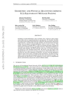 Geometric and Physical Quantities Improve E(3) Equivariant Message
  Passing