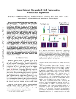 Grasp-Oriented Fine-grained Cloth Segmentation without Real Supervision