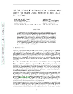 On the Global Convergence of Gradient Descent for multi-layer ResNets in
  the mean-field regime