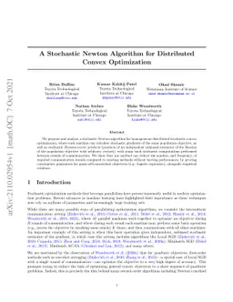 A Stochastic Newton Algorithm for Distributed Convex Optimization