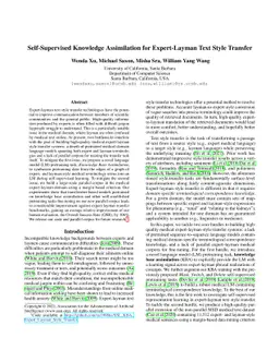 Self-Supervised Knowledge Assimilation for Expert-Layman Text Style
  Transfer