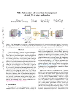 Video Autoencoder: self-supervised disentanglement of static 3D
  structure and motion