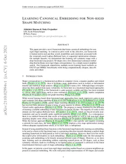 Learning Canonical Embedding for Non-rigid Shape Matching