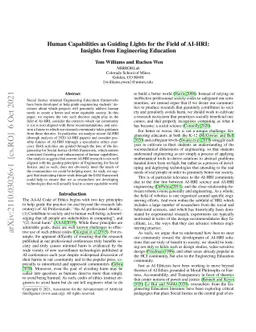 Human Capabilities as Guiding Lights for the Field of AI-HRI: Insights
  from Engineering Education