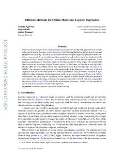 Efficient Methods for Online Multiclass Logistic Regression