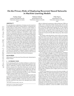 On the Privacy Risks of Deploying Recurrent Neural Networks in Machine
  Learning Models