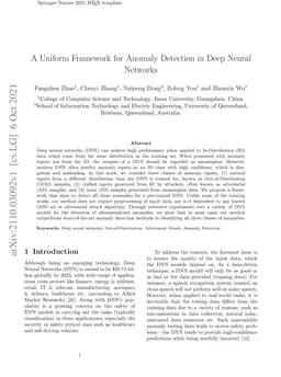 A Uniform Framework for Anomaly Detection in Deep Neural Networks