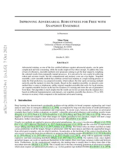 Improving Adversarial Robustness for Free with Snapshot Ensemble