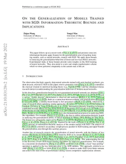 On the Generalization of Models Trained with SGD: Information-Theoretic
  Bounds and Implications