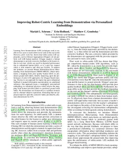 Improving Robot-Centric Learning from Demonstration via Personalized
  Embeddings