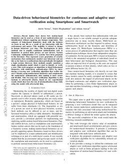 Data-driven behavioural biometrics for continuous and adaptive user
  verification using Smartphone and Smartwatch