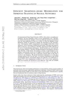 Efficient Sharpness-aware Minimization for Improved Training of Neural
  Networks