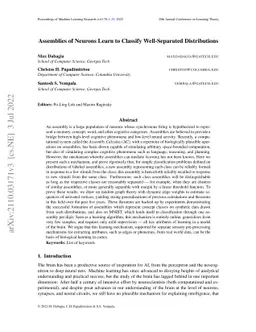 Assemblies of neurons learn to classify well-separated distributions