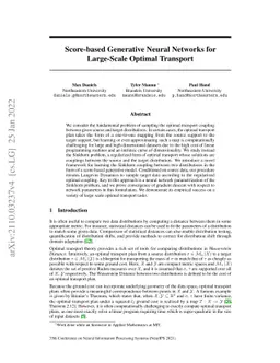Score-based Generative Neural Networks for Large-Scale Optimal Transport