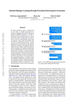 Situated Dialogue Learning through Procedural Environment Generation