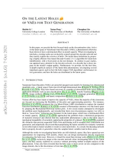 On the Latent Holes of VAEs for Text Generation