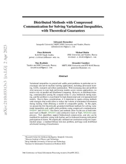 Distributed Methods with Compressed Communication for Solving
  Variational Inequalities, with Theoretical Guarantees