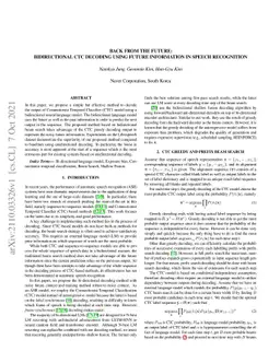 Back from the future: bidirectional CTC decoding using future
  information in speech recognition