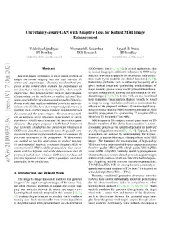 Uncertainty-aware GAN with Adaptive Loss for Robust MRI Image
  Enhancement