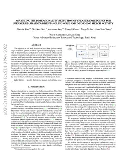Advancing the dimensionality reduction of speaker embeddings for speaker
  diarisation: disentangling noise and informing speech activity