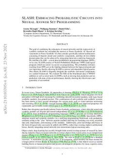SLASH: Embracing Probabilistic Circuits into Neural Answer Set
  Programming