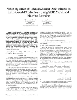 Modeling Effect of Lockdowns and Other Effects on India Covid-19
  Infections Using SEIR Model and Machine Learning