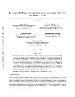 Efficient GPU implementation of randomized SVD and its applications