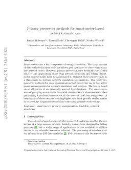 Privacy-preserving methods for smart-meter-based network simulations