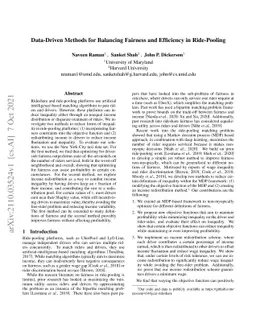 Data-Driven Methods for Balancing Fairness and Efficiency in
  Ride-Pooling