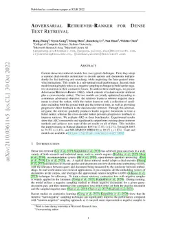 Adversarial Retriever-Ranker for dense text retrieval