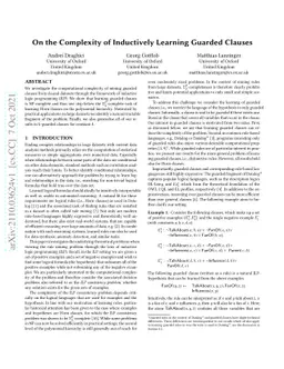 On the Complexity of Inductively Learning Guarded Rules