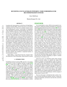 Revisiting SVD to generate powerful Node Embeddings for Recommendation
  Systems