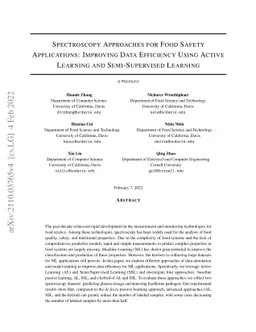 Spectroscopy Approaches for Food Safety Applications: Improving Data
  Efficiency Using Active Learning and Semi-Supervised Learning