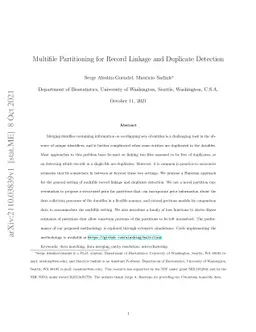 Multifile Partitioning for Record Linkage and Duplicate Detection