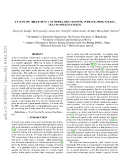 A study on the efficacy of model pre-training in developing neural
  text-to-speech system