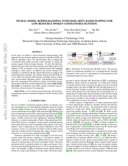 Neural Model Reprogramming with Similarity Based Mapping for
  Low-Resource Spoken Command Recognition