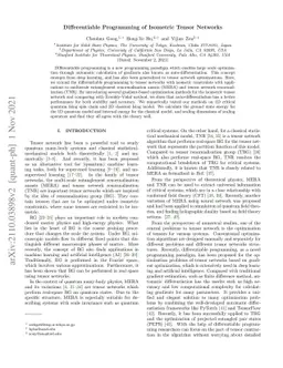 Differentiable Programming of Isometric Tensor Networks