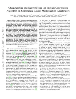 Characterizing and Demystifying the Implicit Convolution Algorithm on
  Commercial Matrix-Multiplication Accelerators