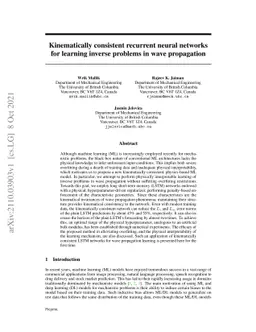 Kinematically consistent recurrent neural networks for learning inverse
  problems in wave propagation