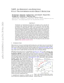 ViDT: An Efficient and Effective Fully Transformer-based Object Detector