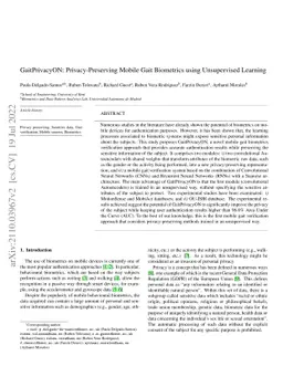 GaitPrivacyON: Privacy-Preserving Mobile Gait Biometrics using
  Unsupervised Learning