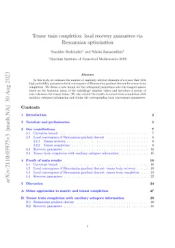 Tensor train completion: local recovery guarantees via Riemannian
  optimization