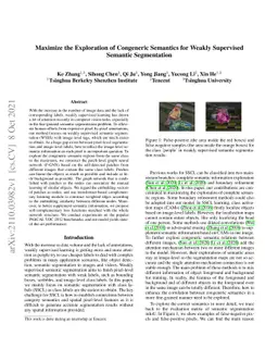 Maximize the Exploration of Congeneric Semantics for Weakly Supervised
  Semantic Segmentation