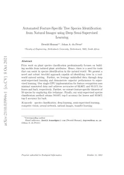 Automated Feature-Specific Tree Species Identification from Natural
  Images using Deep Semi-Supervised Learning